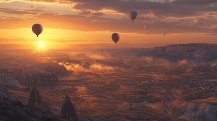 Breathtaking Sunrise Over Cappadocia Landscape