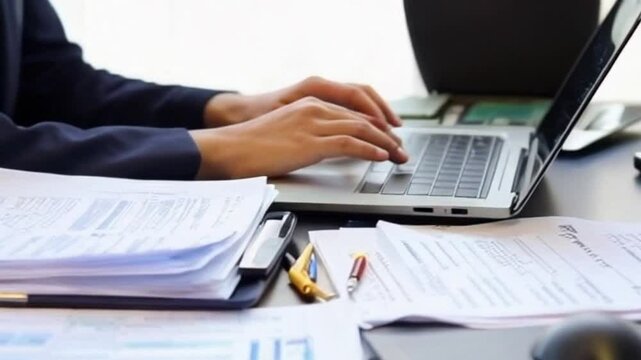 close-up information security analyst documenting compliance or analyst reviewing compliance measures or cybersecurity professional tracking regulations