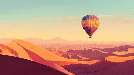 Obraz premium Vibrant Hot Air Balloon Over Desert Landscape