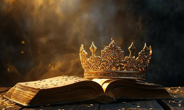 A book with a crown on top of it