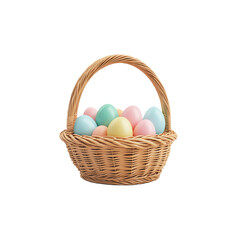 Pastel Easter Eggs in a Wicker Basket