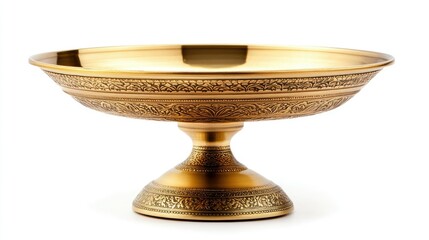 Elegant Golden Decorative Bowl with Intricate Floral Design