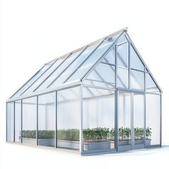 Fototapeta premium Modern Glass Greenhouse Design with Natural Light for Plant Growth