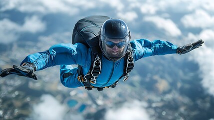 Skydiving action adventure open sky location dynamic content thrilling environment aerial viewpoint extreme concept for seo impact
