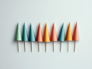 Fototapeta premium A colorful row of sharp pencils isolated on a white background