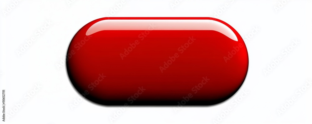 Aufkleber Red Rounded Corner Button with 3D Effect on White Background
