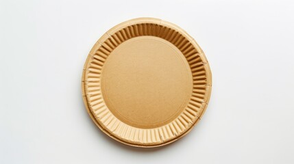 Brown bakery paper isolated on white background for food ad with plate and empty space.