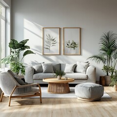 Modern Living Room with Plants and Art Decor