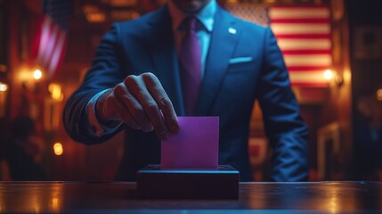 Man Casting Vote in a Ballot Box