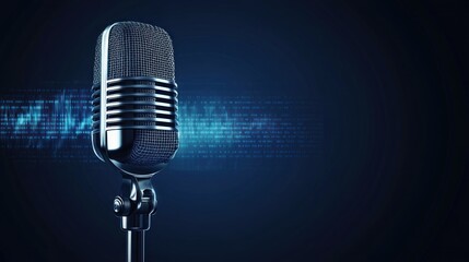 Vintage Microphone with Sound Waves