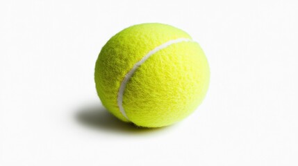 Bright Yellow Tennis Ball on White Background, Isolated, Ideal for Sports, Fitness, and Recreation Related Imagery, Perfect for Marketing and Promotional Use