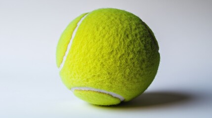 Bright Green Tennis Ball on a Soft Light Background Highlighting the Texture and Shape of the Sports Equipment for Active Lifestyle and Recreation Enthusiasts