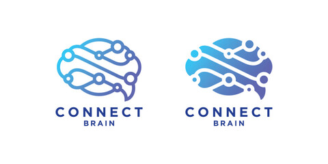 logo design combination of brain and connection,connect,technology,modern,symbol,icon,vector,idea,creative.