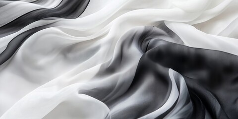 Fototapeta premium Elegant Black and White Silk Fabric Drape - Abstract Texture
