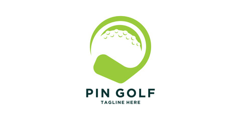 logo design combination of pins and golf equipment, sticks, balls, symbols, icons, vectors, ideas, creative.
