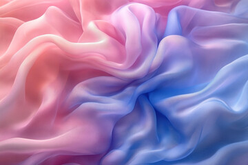 Fototapeta premium Soft pink and blue fabric flowing gracefully against a dreamy background.