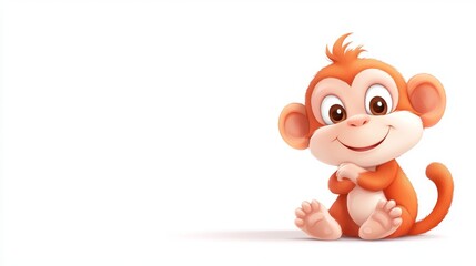 Fototapeta premium Adorable Cartoon Monkey Character in Vector Style with Bright Colors