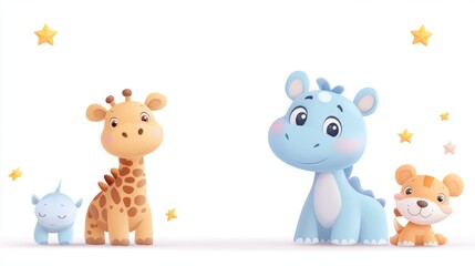 Cute Cartoon Animal Characters in Colorful Vector Style Illustration