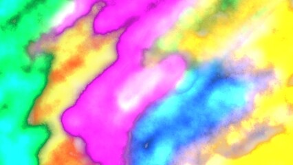 A vibrant abstract watercolor design featuring bold splashes of green, pink, yellow, and blue in dynamic patterns, creating a colorful and artistic texture.