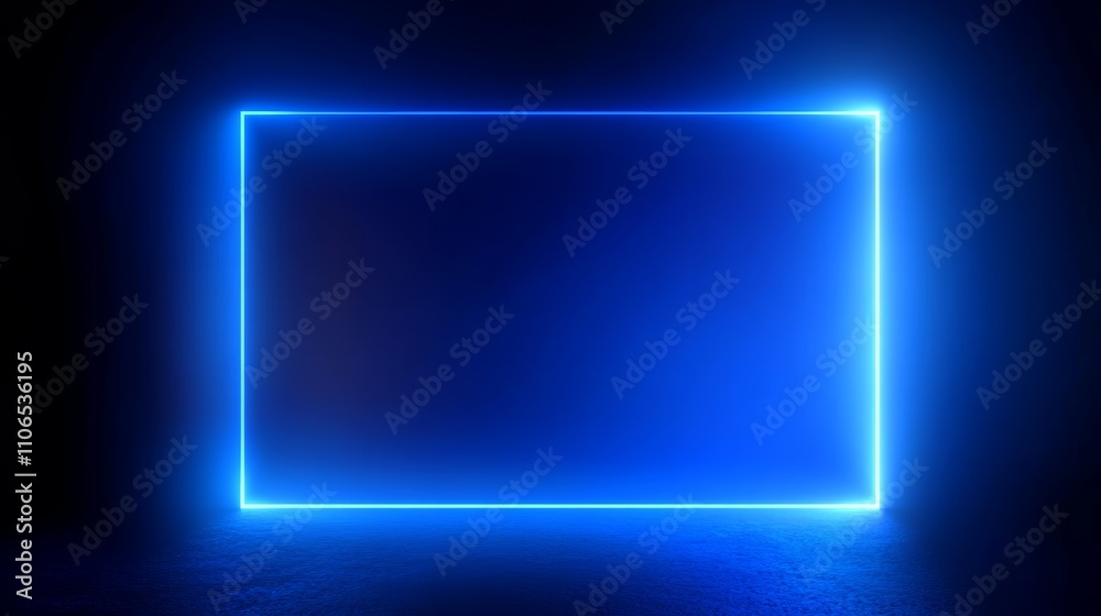 Aufkleber abstract blue neon gradient frame with glowing edges and 3d effect