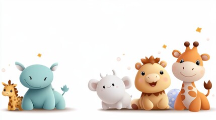 Obraz premium Charming Cartoon Style Vector Wild Animal Characters for Kids