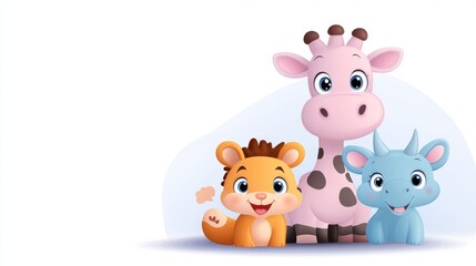 Naklejka premium Colorful Cartoon Characters of Wild Animals in Vector Style