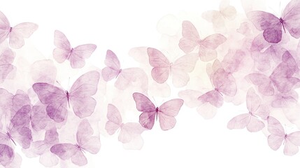 Delicate Watercolor Butterflies in Soft Lavender Hues on White Background