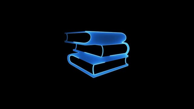Beautiful Neon Cyan Line Holy Book Gesture Icon. Books icon neon. Neon sign of an open book animated on a black background.