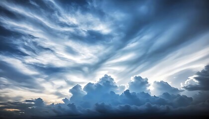 Fototapeta premium Epic sky with dramatic cloud patterns and light interplay.