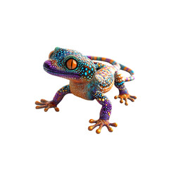 Vibrant Multicolored Gecko on White Background