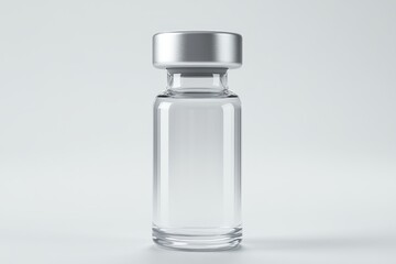 Empty Glass Vial with Silver Cap	