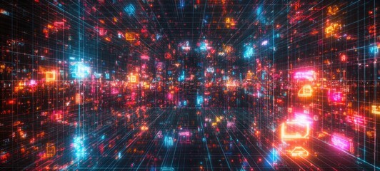 Fototapeta premium Digital Matrix: A Symphony of Data and Light