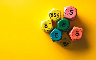 Risk Assessment Gauge Indicator on Yellow Background for Business Management and Strategy Concept