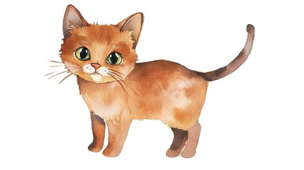 Naklejka premium Adorable watercolor-style illustration of a playful puppy standing up, designed in vector format for children’s books and storytelling projects, featuring a clean white background and vibrant artistic