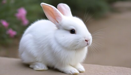 Adorable moments of white rabbits captured in charming animal portrait photography.