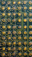 Circuit board close up displays intricate connections and components in electronic design