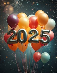 An artistic and detailed depiction of New Year 2025