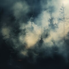 Fototapeta premium Mystical Forest in Morning Mist - Atmospheric Nature Landscape