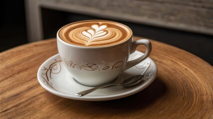 Fototapeta premium Latte Art Perfection: A Coffee Lover's Dream