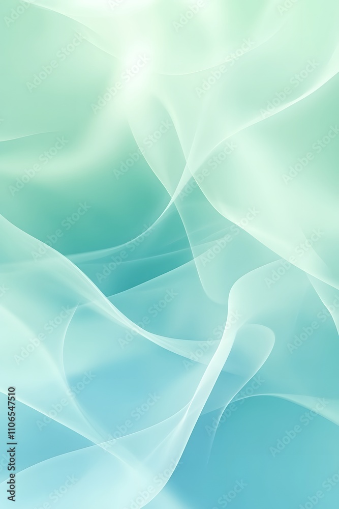Canvas Prints gentle gradient design with overlapping translucent waves in green and blue tones, perfect for sooth