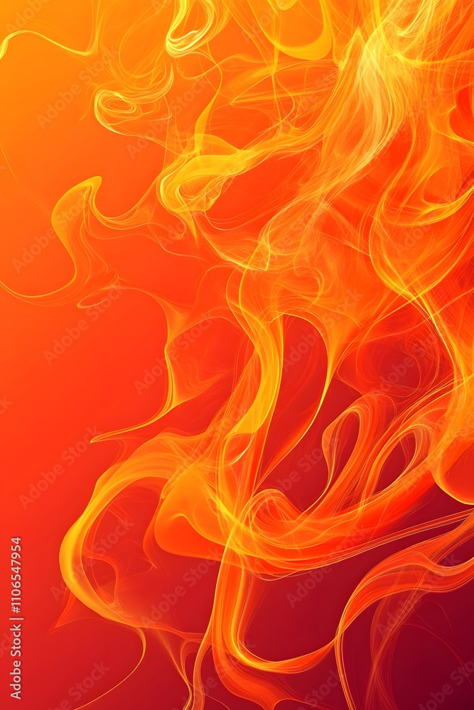Poster dynamic fluid flame-inspired design with fiery orange and yellow gradient