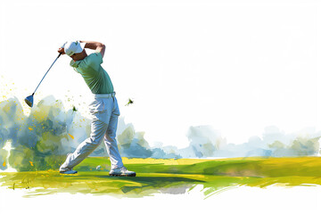 illustration of a golfer in action with energy and style. Sports poster illustration.