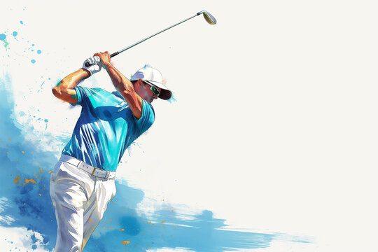 illustration of a golfer in action with energy and style. Sports poster illustration.