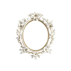 Elegant Oval Frame with White Flowers and Gold Accents