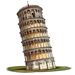 Photo sur Plexiglas Leaning Tower of Pisa Digital Drawing Comic Illustration Travel Art