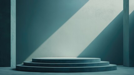 Obraz premium Teal Concrete Platform Minimalist Studio Background