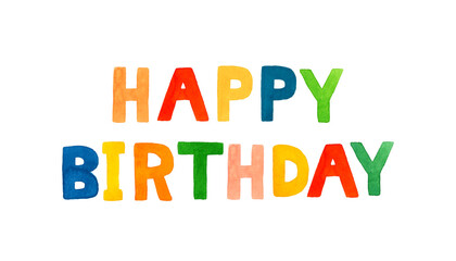 Happy birthday（ハッピーバースデー）のかわいい手書き文字　手描き水彩イラスト素材