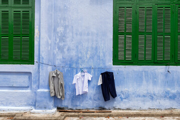 Clothes hanging on clothesline
