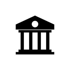 Bank building icon, vector flat black simple illustration for web and app..eps