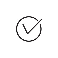 Circular button with check mark line icon. simple flat black linear illustration for web and app..eps © Sejal